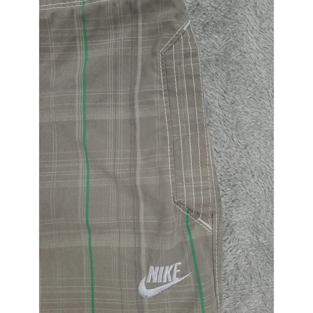 Nike Sportswear Mens Athletic Beige Plaid‎ Casual Shorts Size Large